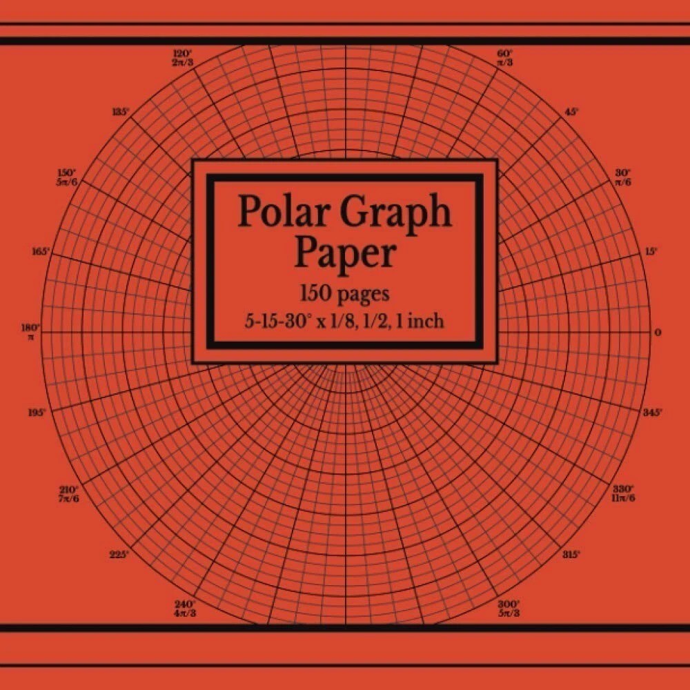Polar Graph Paper: Circular Grid Notebook (150 pages, 5-15-30 degree angles