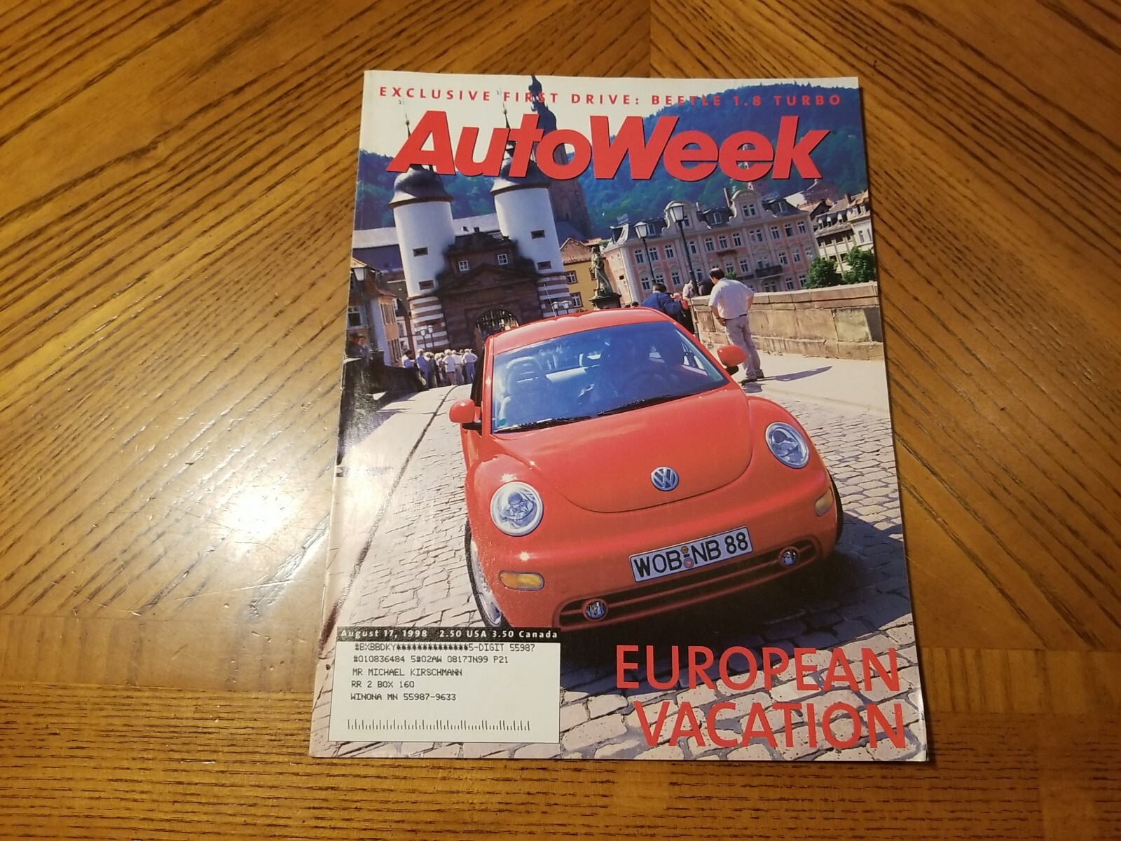 Autoweek Magazine AUGUST 17, 1998 VW BEETLE 1.8 TURBO NASCAR CART PSR AT MOSPORT