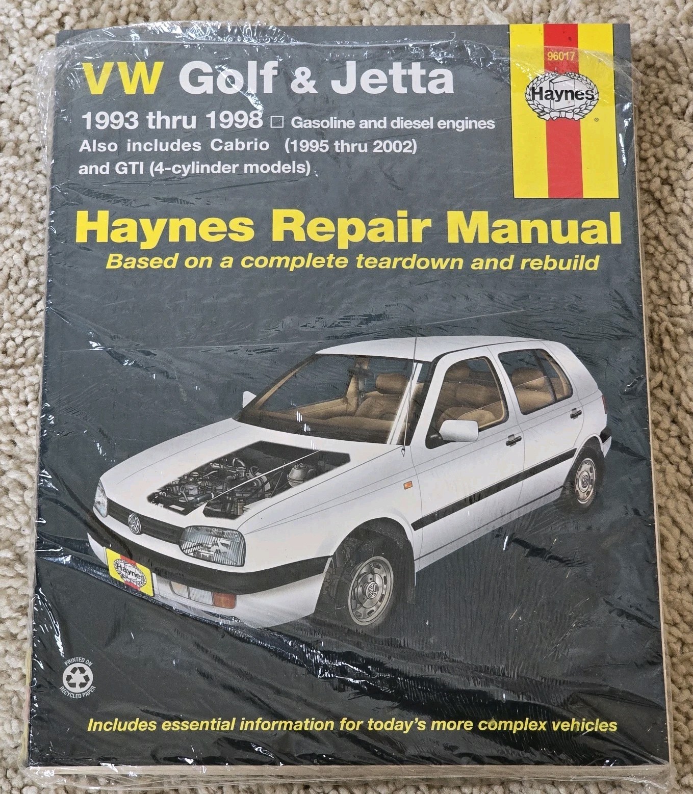 1993-1998 VW Golf GTI Jetta Cabriolet Haynes Shop Manual Diesel TDI 1.8L 2.0 Gas