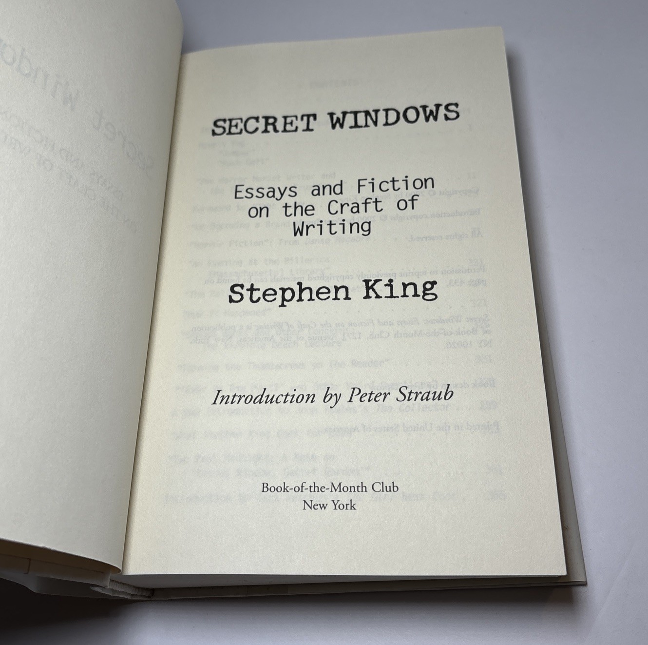 Vintage 2000 Stephen King Secret Windows Essays & Fiction on Writing Hardcover