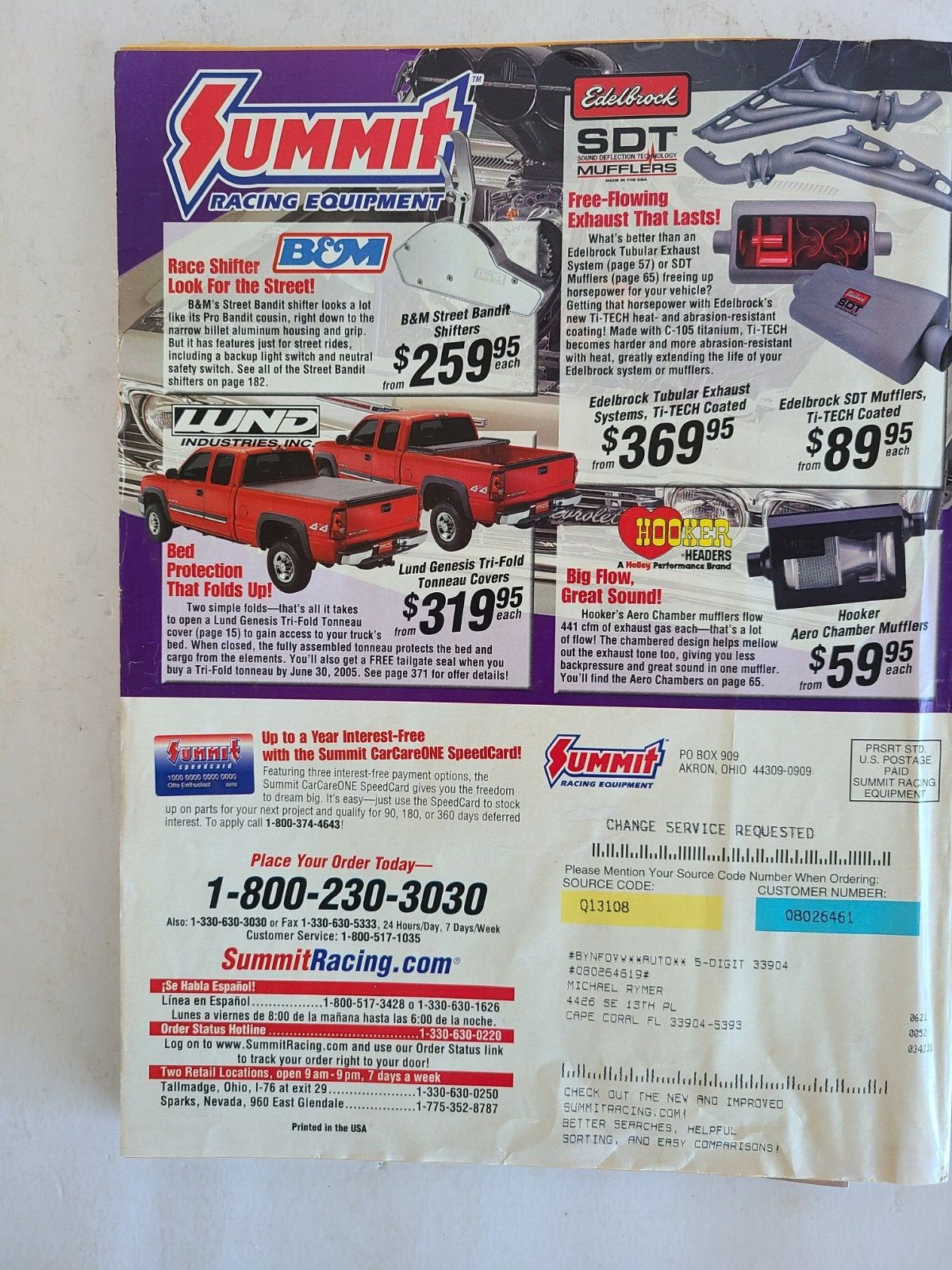 2005 Summit Racing Equipment Catalog 310 Pages Chevrolet Impala Centerfold VG
