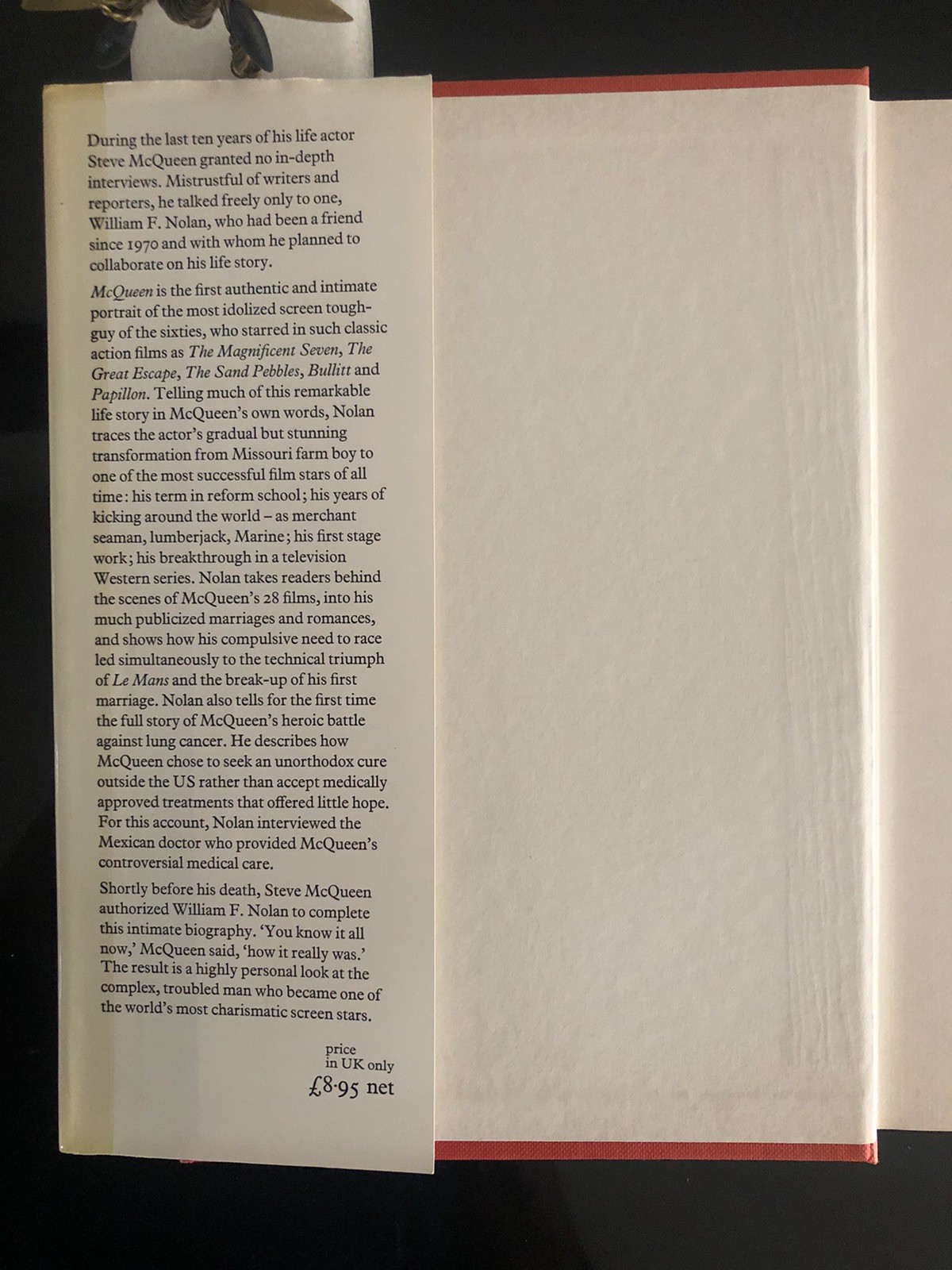 McQueen William F Nolan Arthur Barker UK 1984 First Ed. HC DJ VG 🎬 Bio