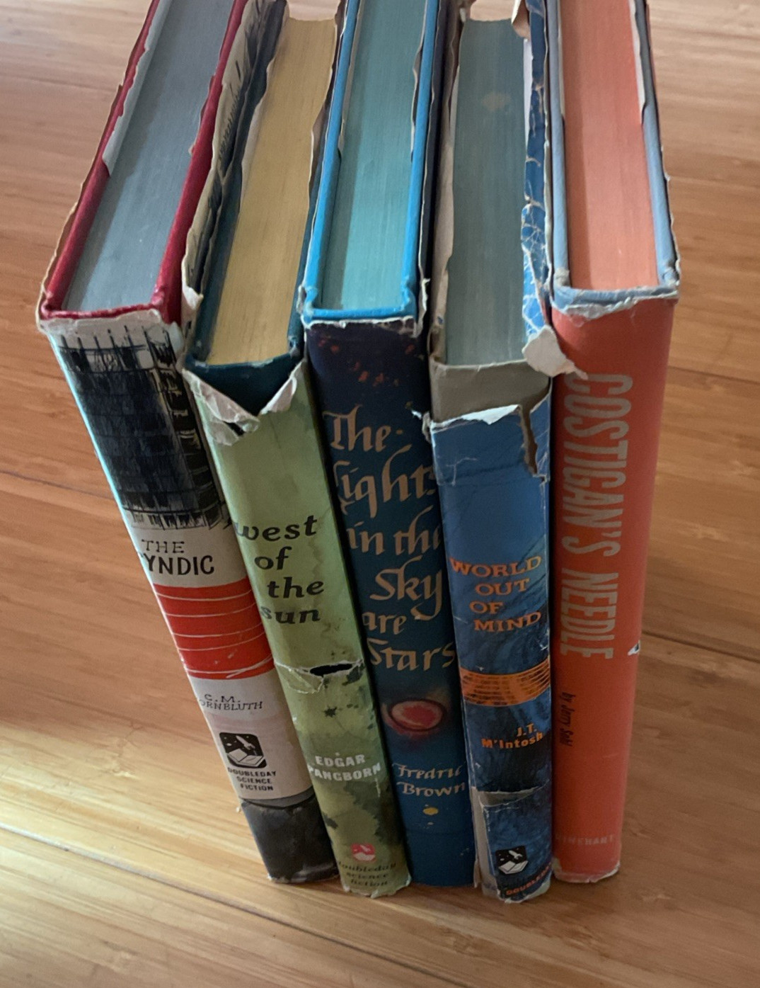 Lot VTG 1953 Sci Fi 5 Books HCDJ Science Fiction, Syndic, World Out of Mind, etc