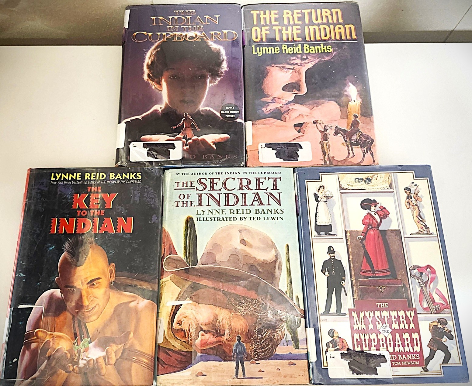 Set of 5 Indian in the Cupboard HARDCOVER Lynne Reid Banks~Complete~Ex-Library