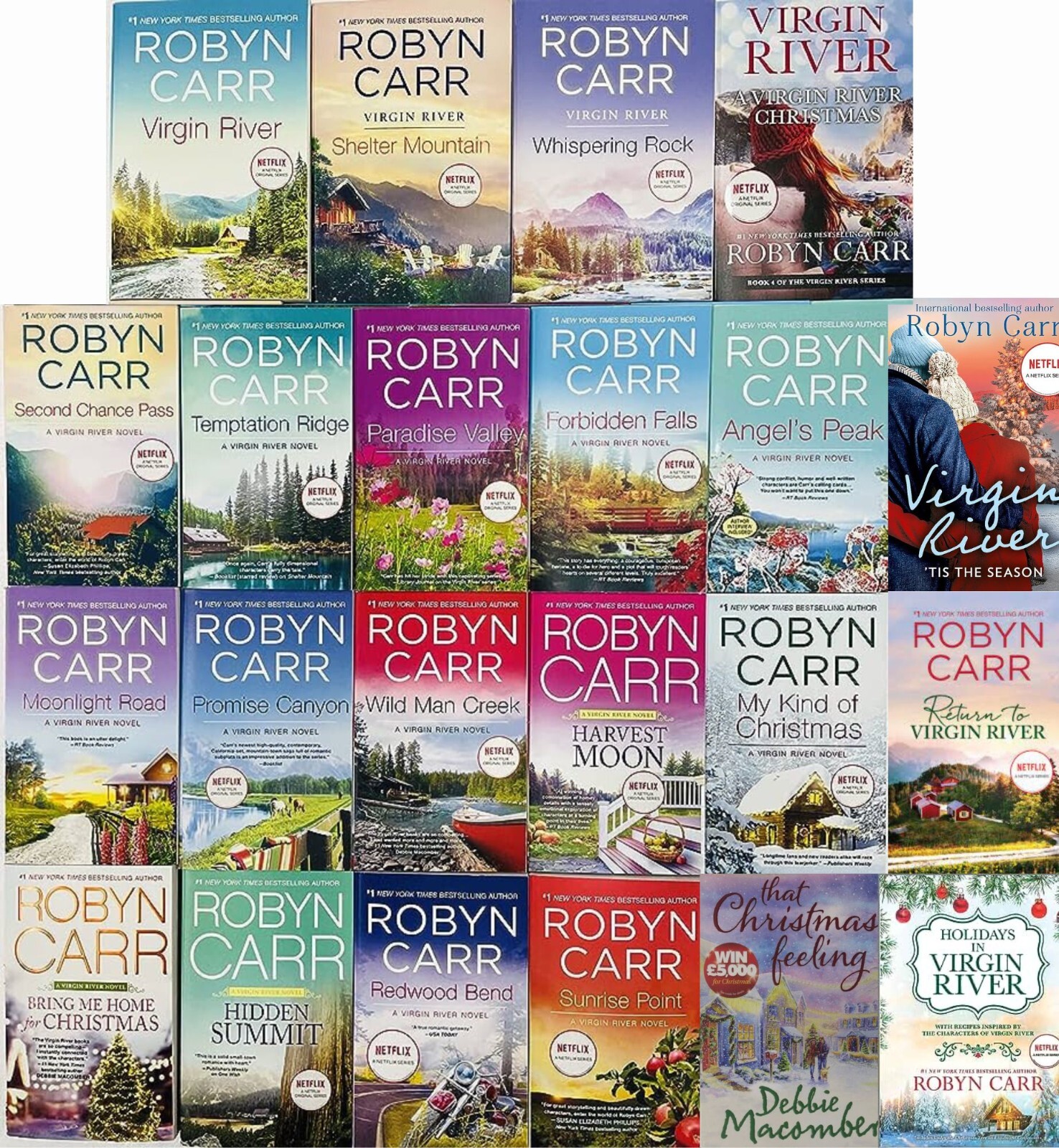 Complete Set Series Lot of 22 Virgin River Romance books by Robyn Carr Netflix