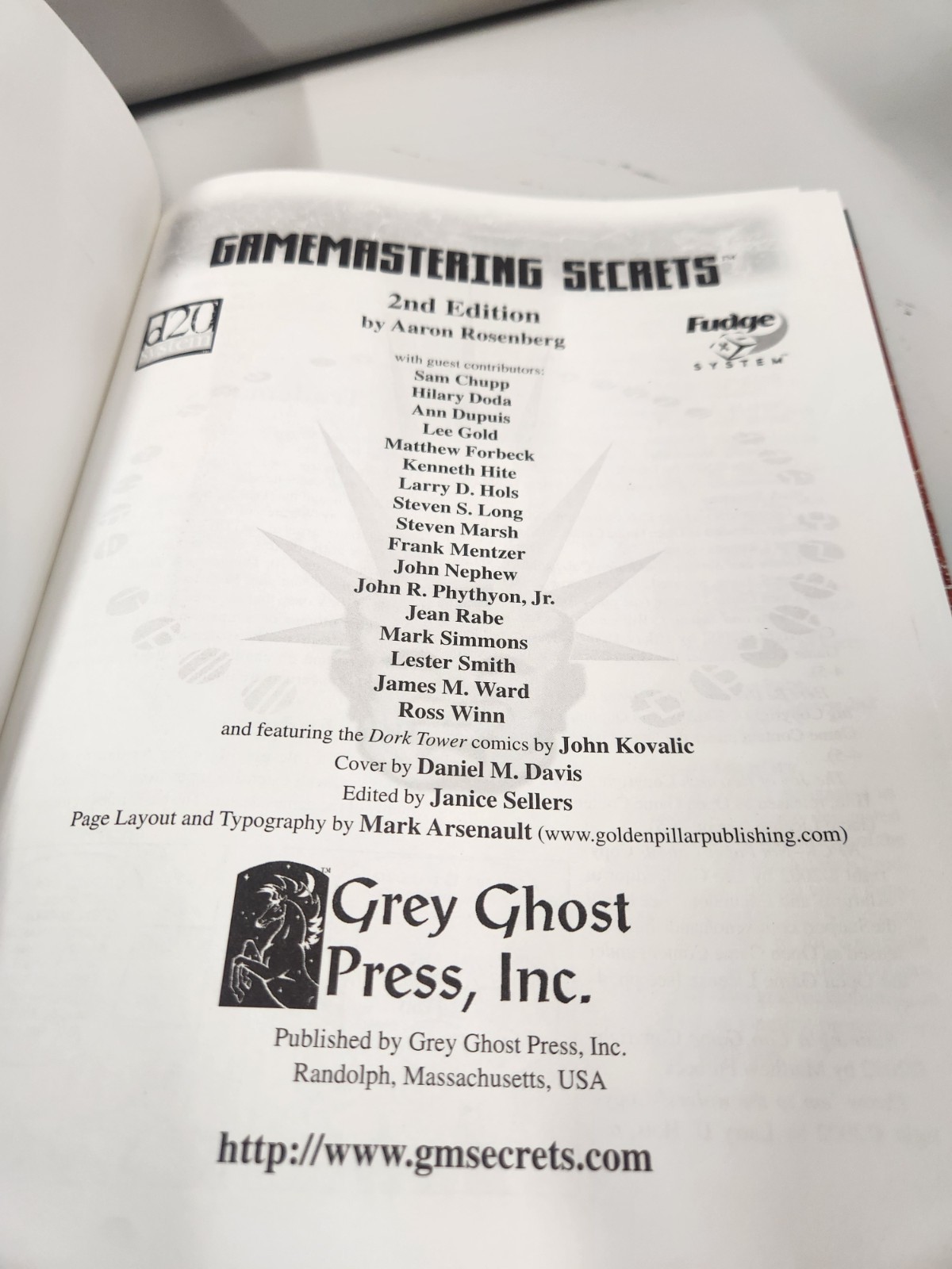 GAMEMASTERING SECRETS 2nd Edition Fudge D20 System By Aaron Rosenberg Hardcover