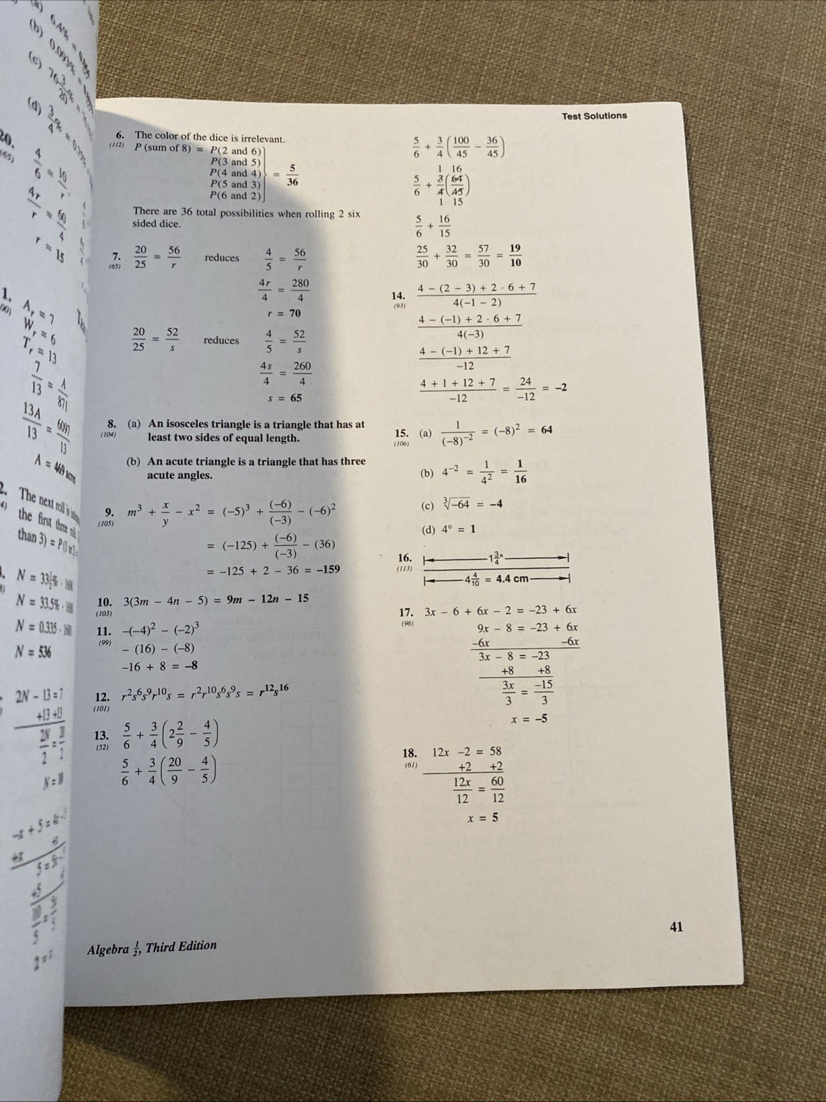 Saxon Algebra 1/2 Homeschool Packet Answer Key