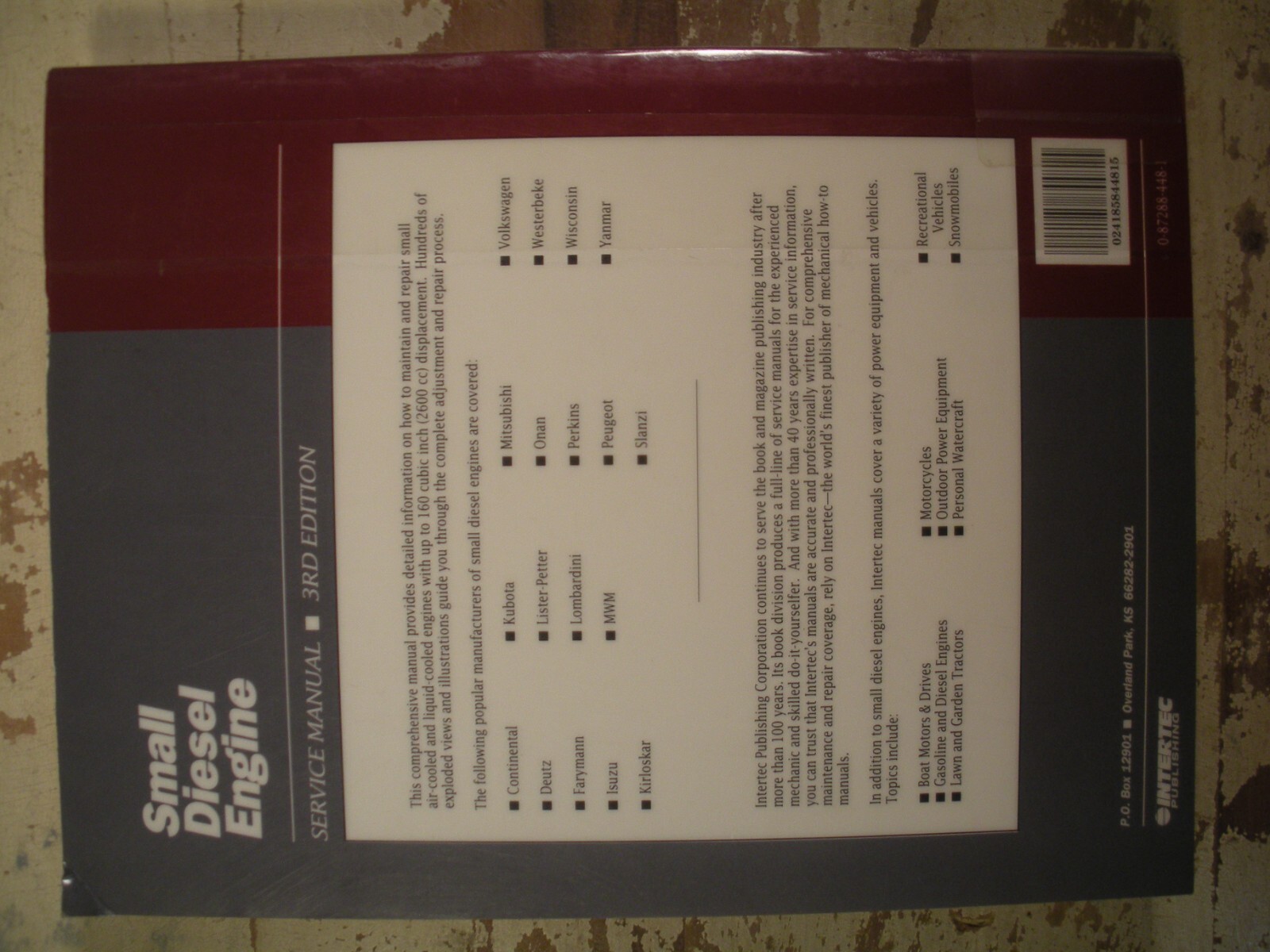 Intertec SMALL DIESEL ENGINE SERVICE MANUAL 3rd Edition Maintenance Repair Info