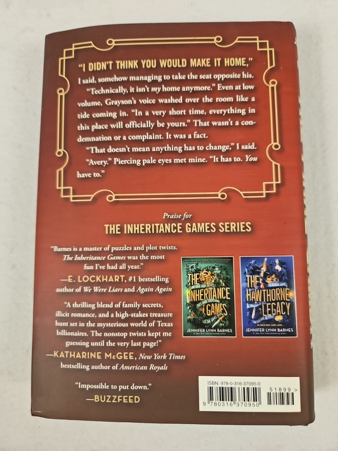 The Final Gambit Book 3 The Inheritance Games Hardcover Jennifer Lynn Barnes NEW