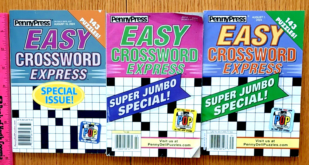 Lot of 3 PENNY PRESS EASY CROSSWORD EXPRESS Unsolved $16.97 NEW w FREE SHIPPING