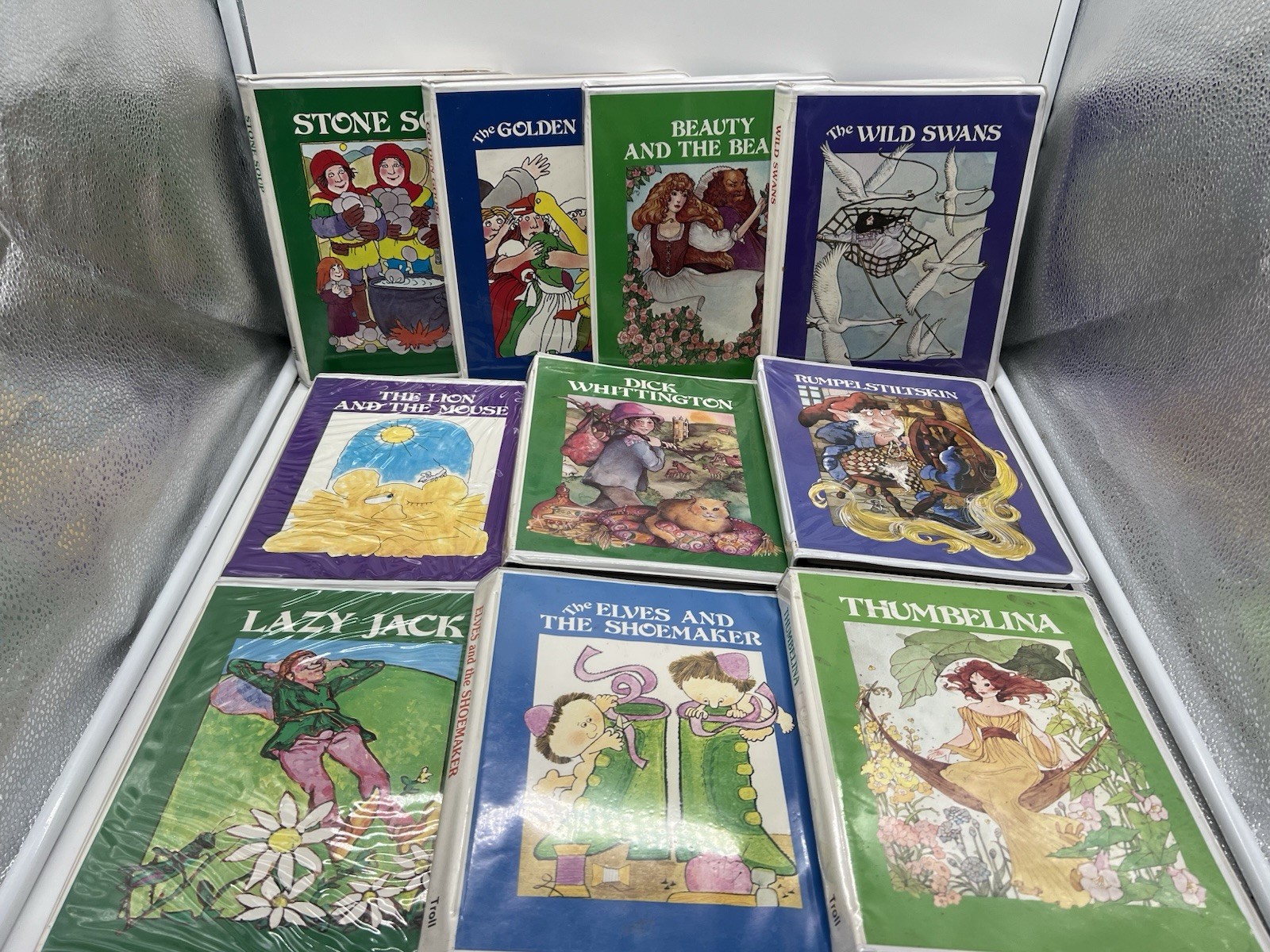 Vintage Lot Of 10 Troll Associates Audio Cassettes & Books Thumbelina Stone Soup