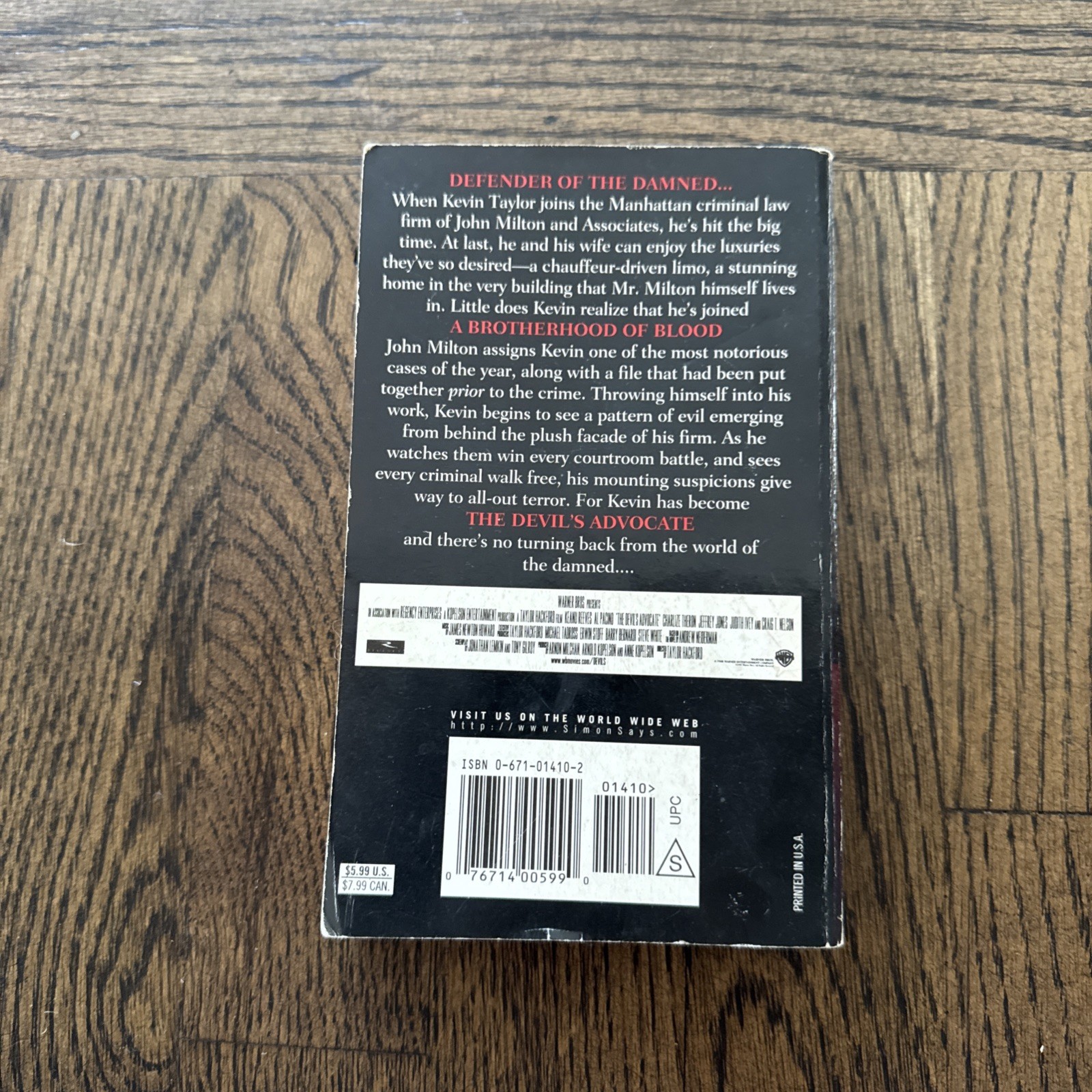 The Devil’s Advocate Andrew Neiderman Horror Movie Tie-in Paperback Rare