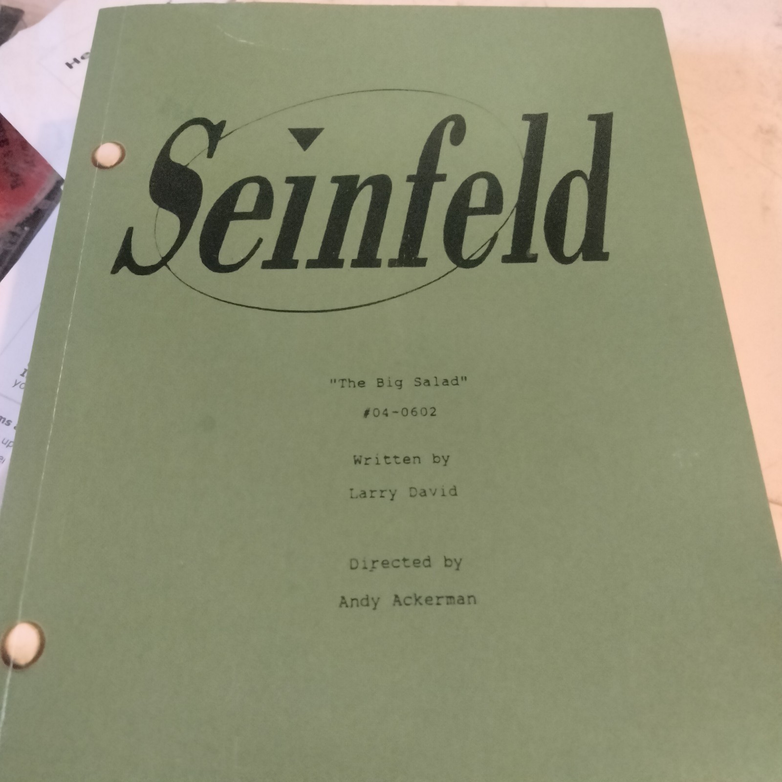 Seinfeld Table Draft “The Big Salad” August 18, 1994. Larry David