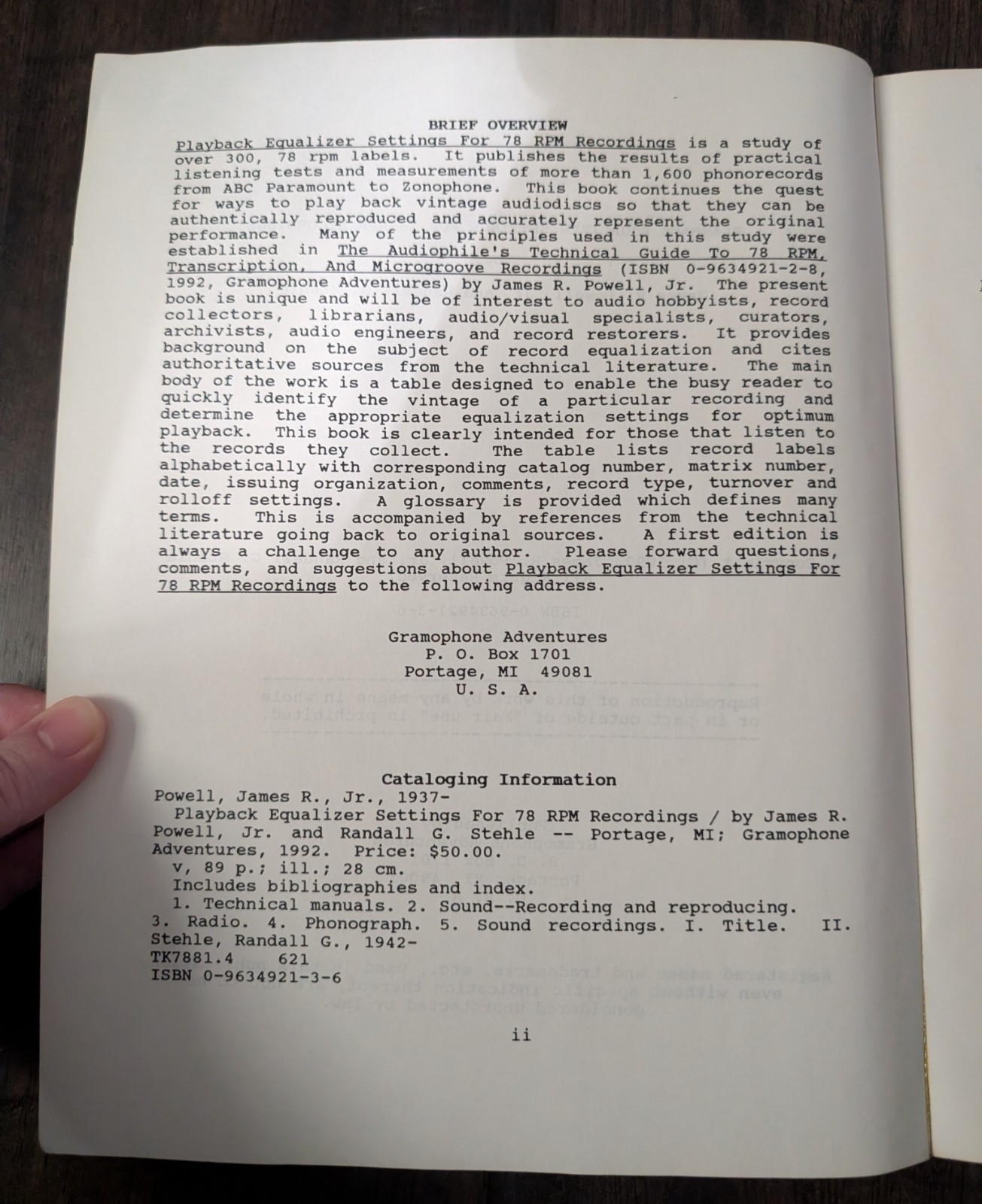 Playback Equalizer Settings for 78 Rpm Recordings Paperback Book Powell & Stehle