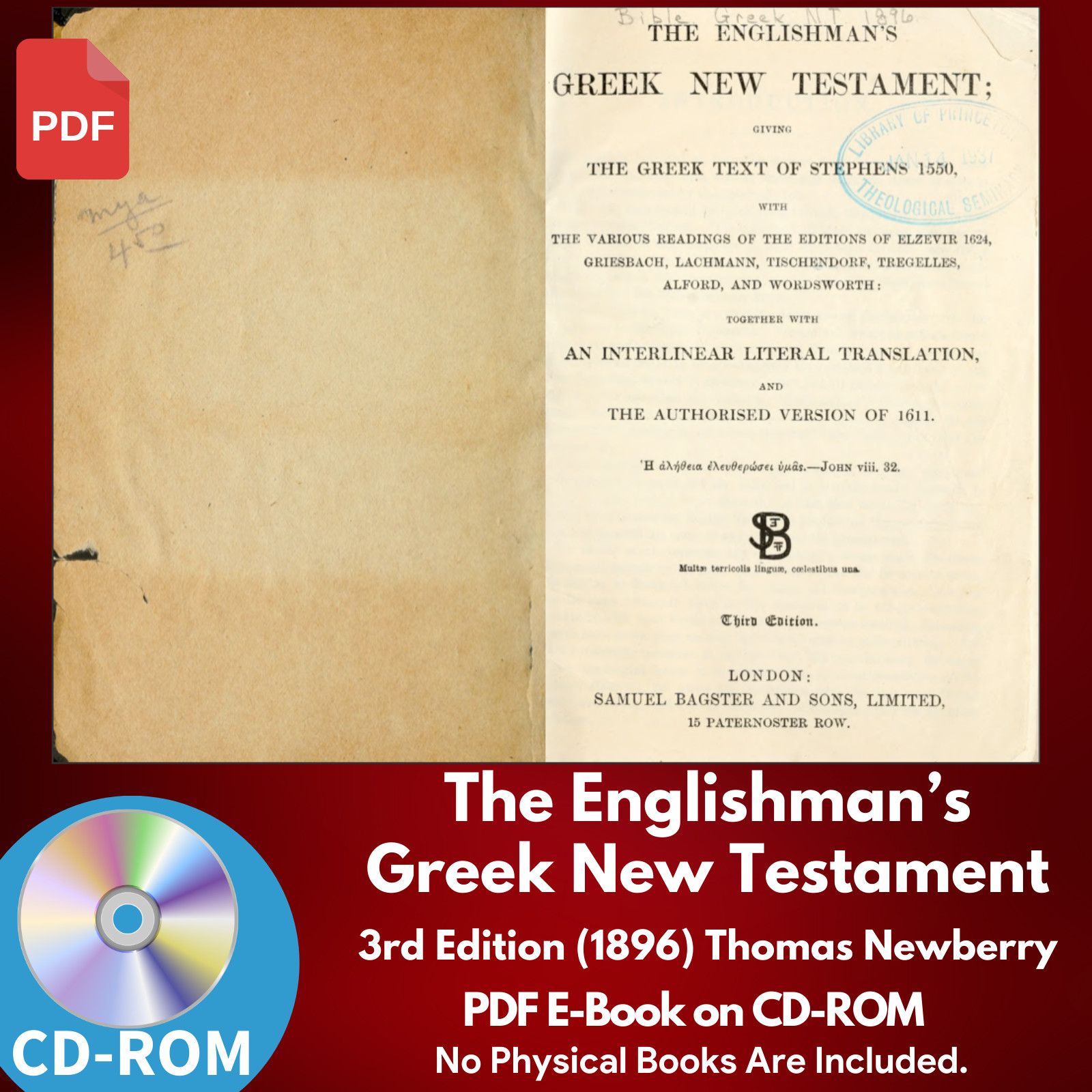 Englishman’s Greek New Testament Interlinear Bible – KJV Christian E-Book on CD