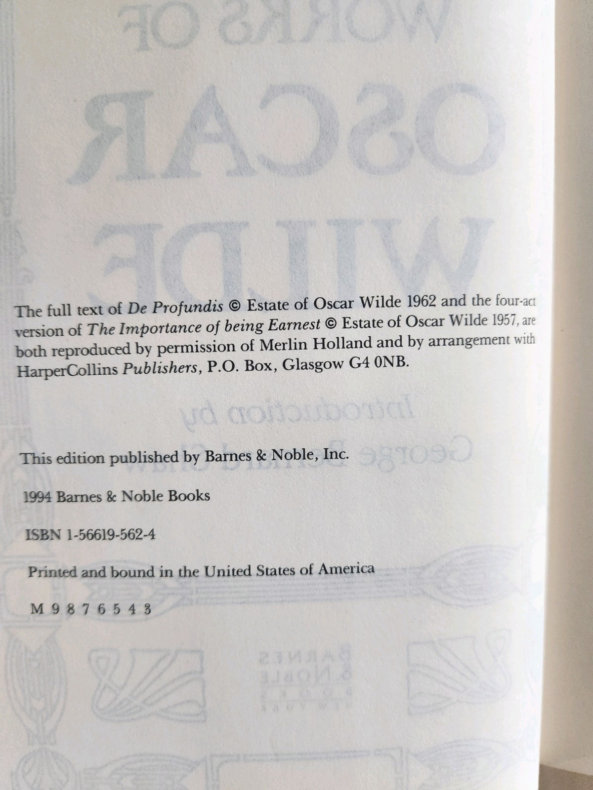 1994 Barnes & Noble Complete Works of Oscar Wilde Hardcover Dust Jacket Classic
