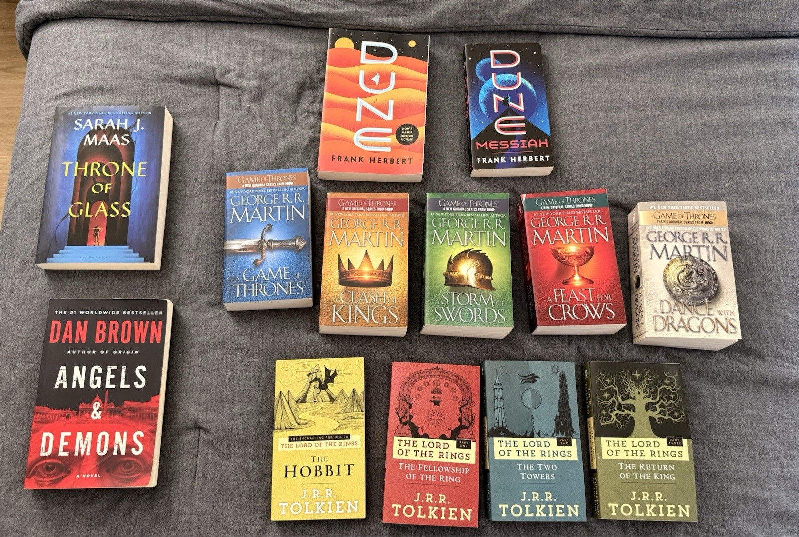 Fantasy & Adventure Paperback Lot – Martin, Tolkien, Herbert, Maas, Brown Series