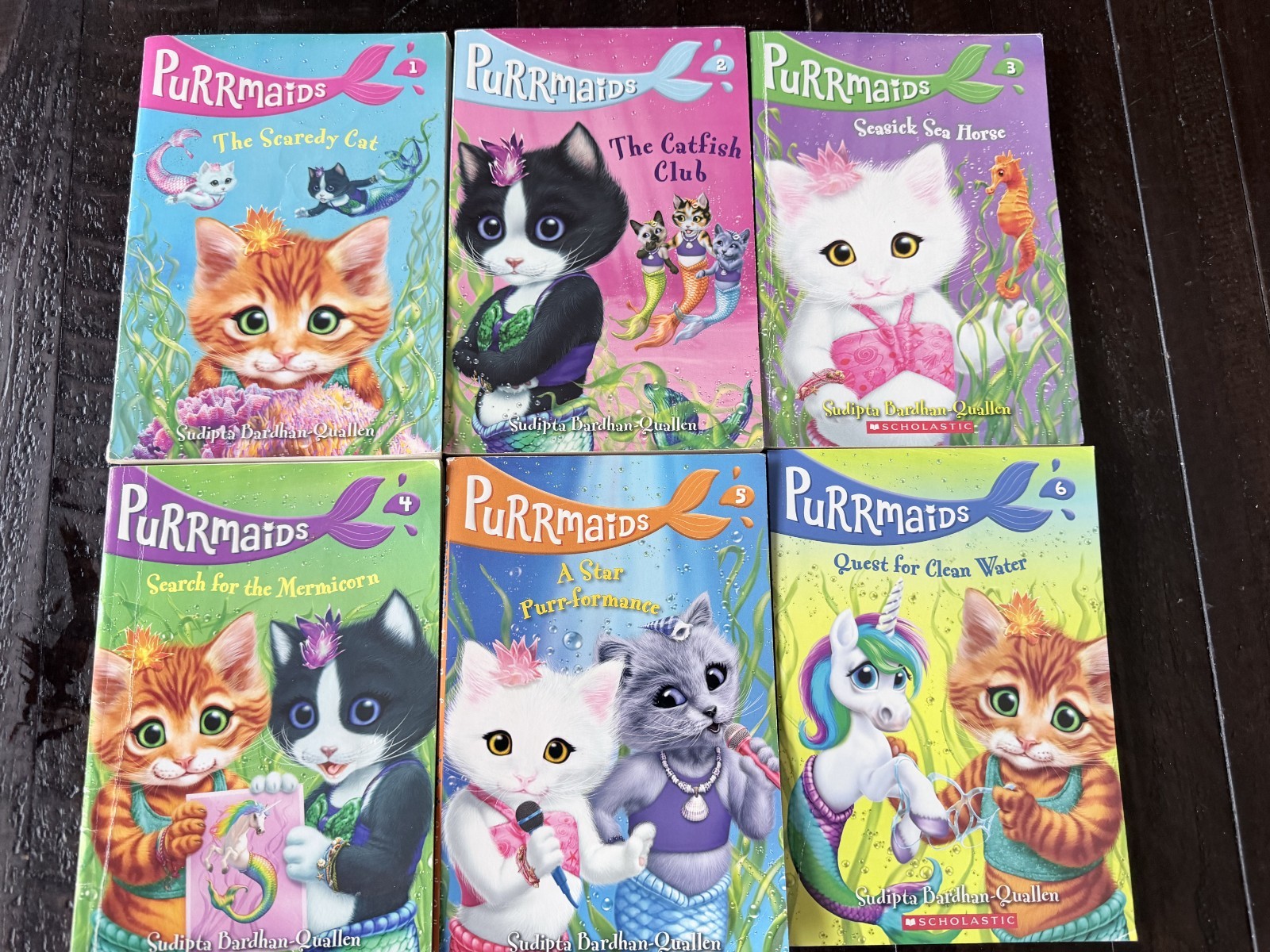 Scholastic Lot of Books 1-6 PurrMaids Chapter Books! Cat Mermaids lot of 6