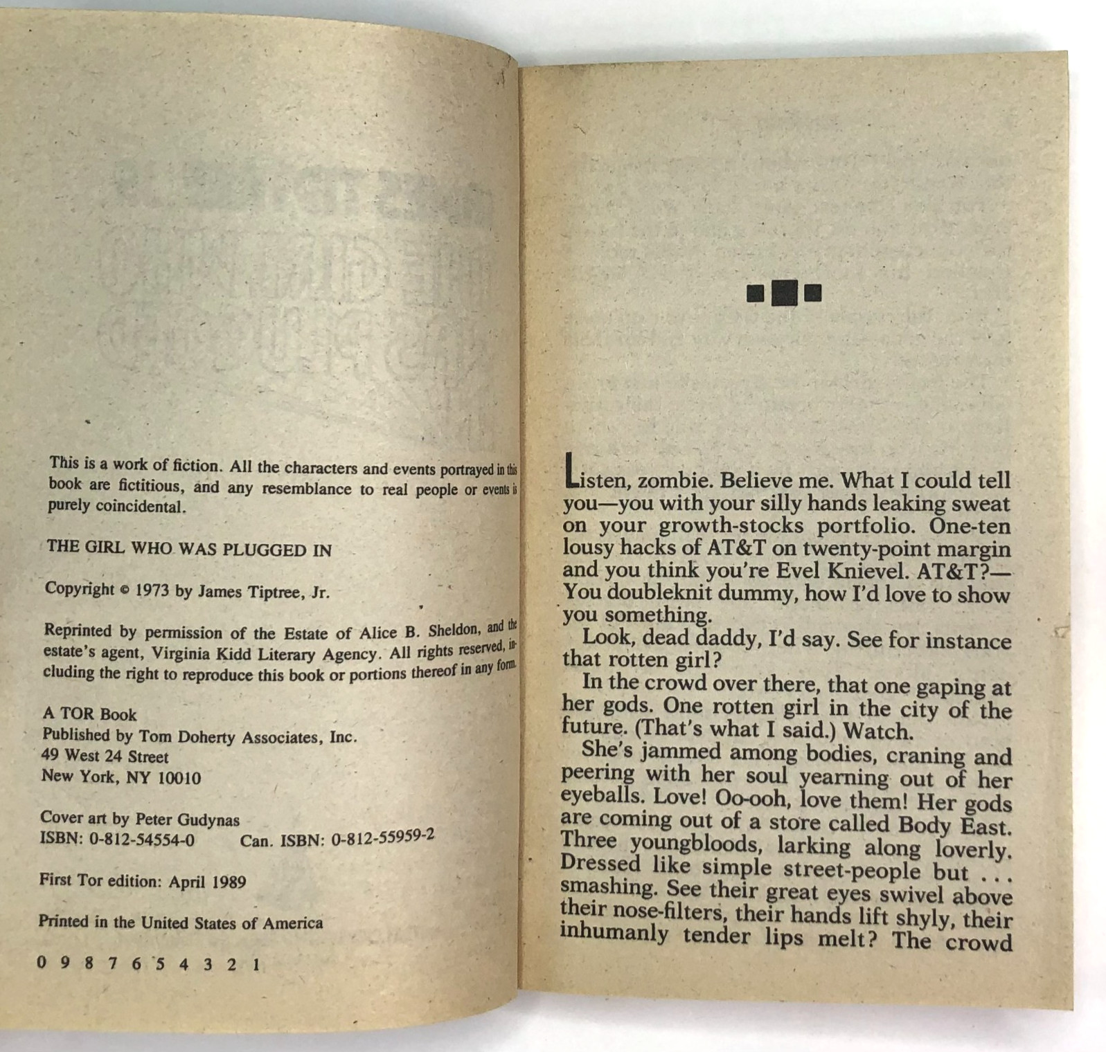 GIRL WHO WAS PLUGGED IN / SCREWTOP Tiptree McIntyre (1989) TOR DOUBLE #7 UNREAD