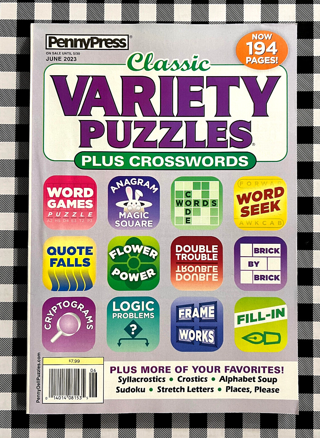 PENNY PRESS JUNE 2023 “CLASSIC VARIETY PUZZLES” PLUS CROSSWORDS! 194 PAGES BOOK