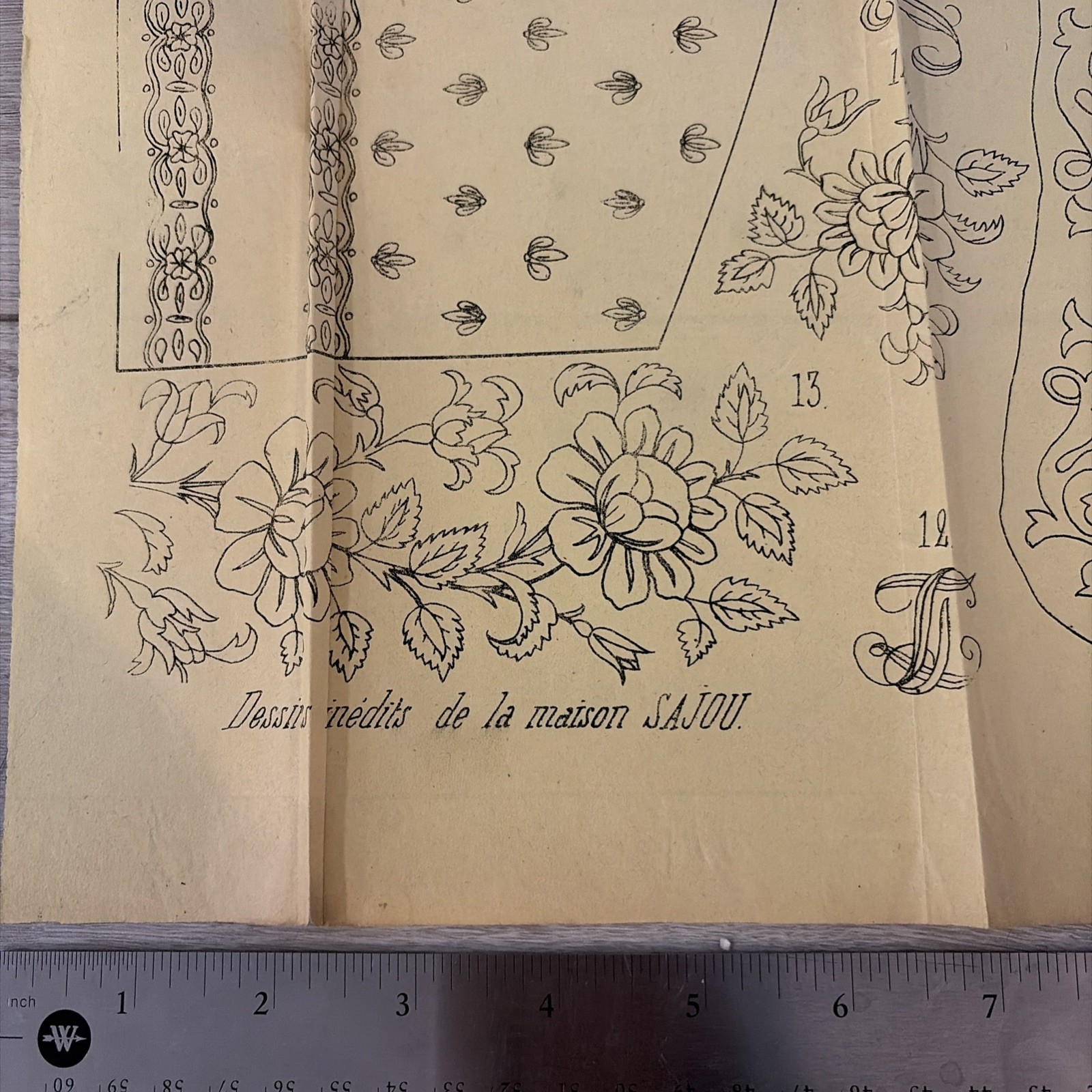 Rare Antique French Embroidery Pattern Sheet – Cendrillon Journal (January 1858)