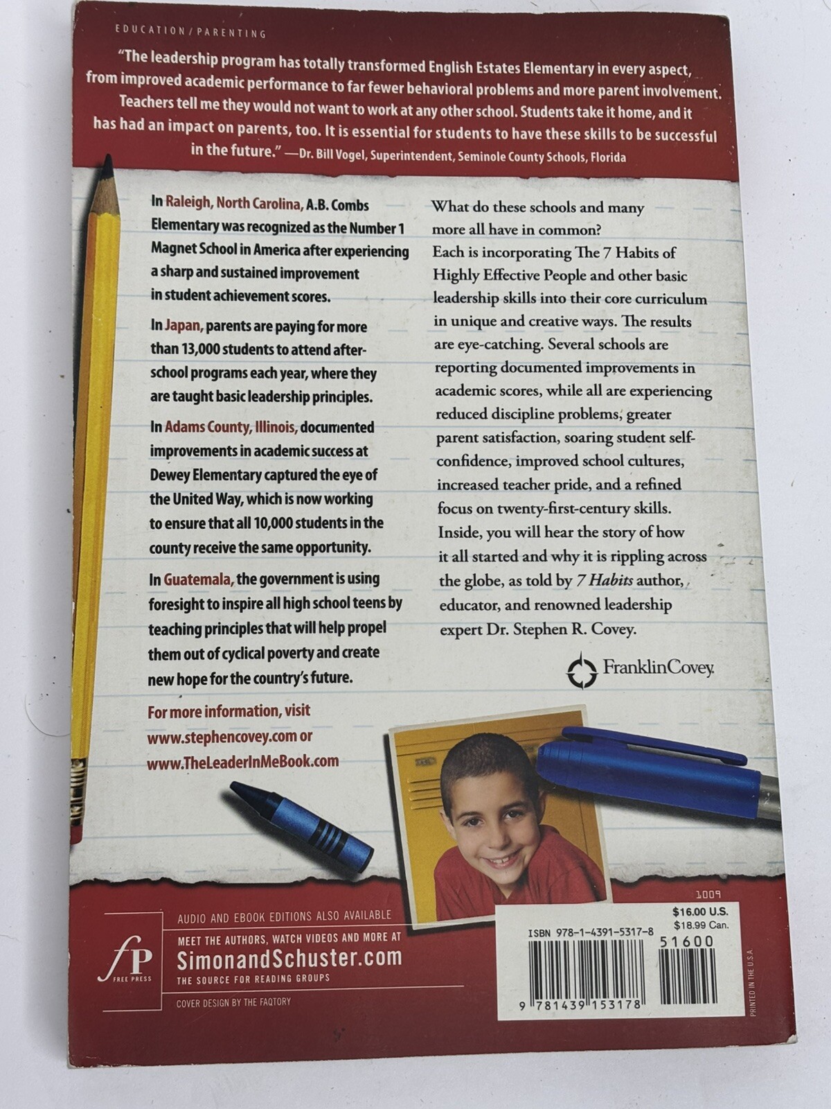 Stephen (Sean) Covey Lot of 2 Leader In Me, 7 Habits People Teens Paperbacks