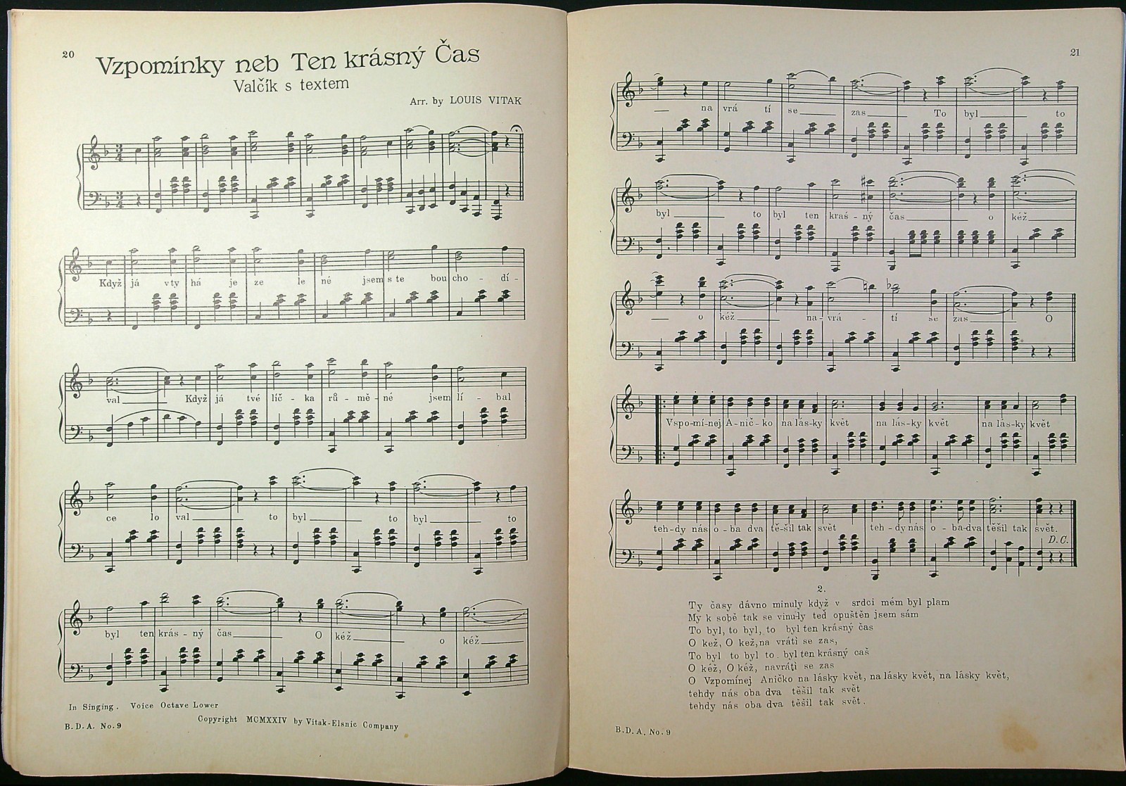 Vintage 1923 Bohemian Dance Album No 9 Czech Music Book Vitak-Elsnic 1040a