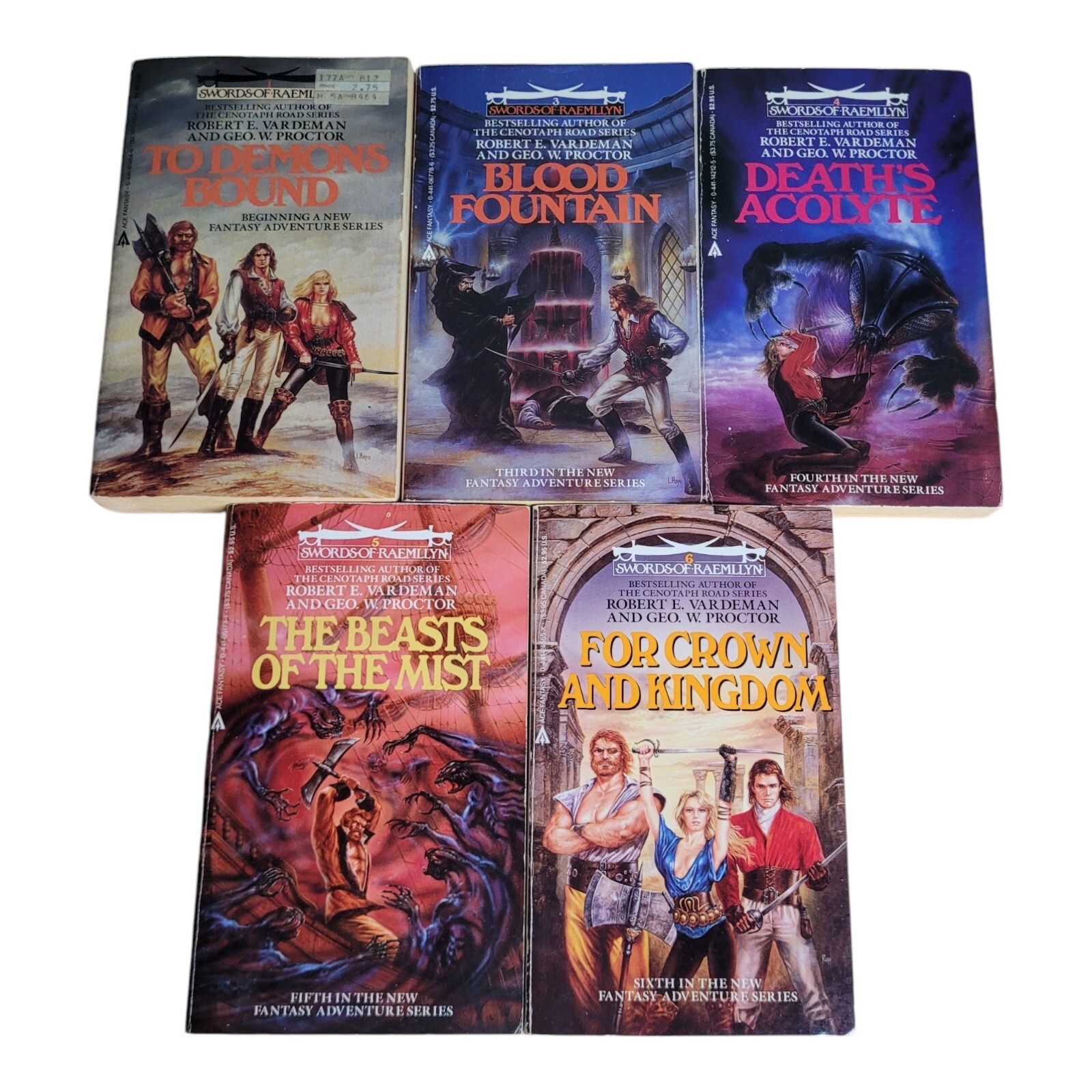 Lot of 5 SWORDS OF RAEMLLYN Robert Vardeman 1, 3-6 Fantasy Adventure Pulp 1985