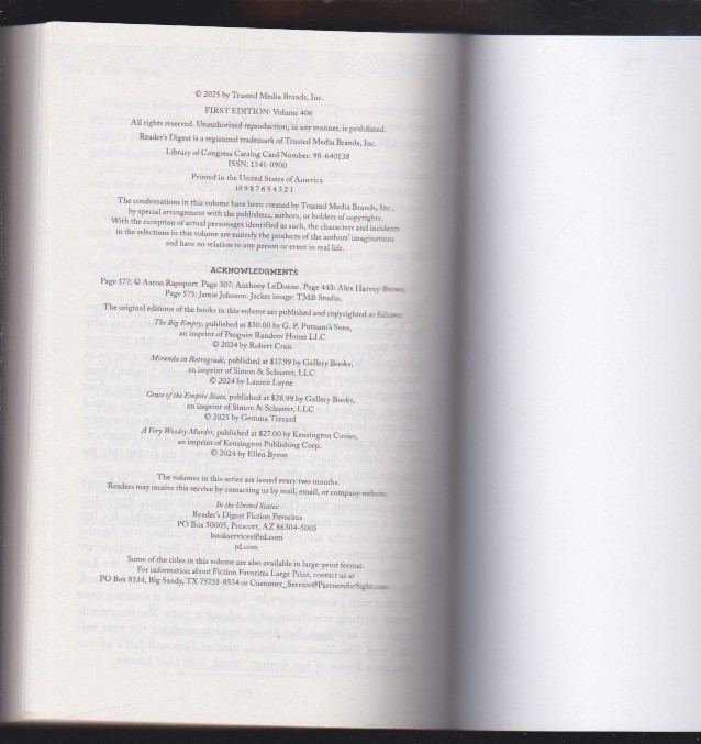 Reader’s Digest – Fiction Favorites #406 Paperback 1st Ed. 2025 LN