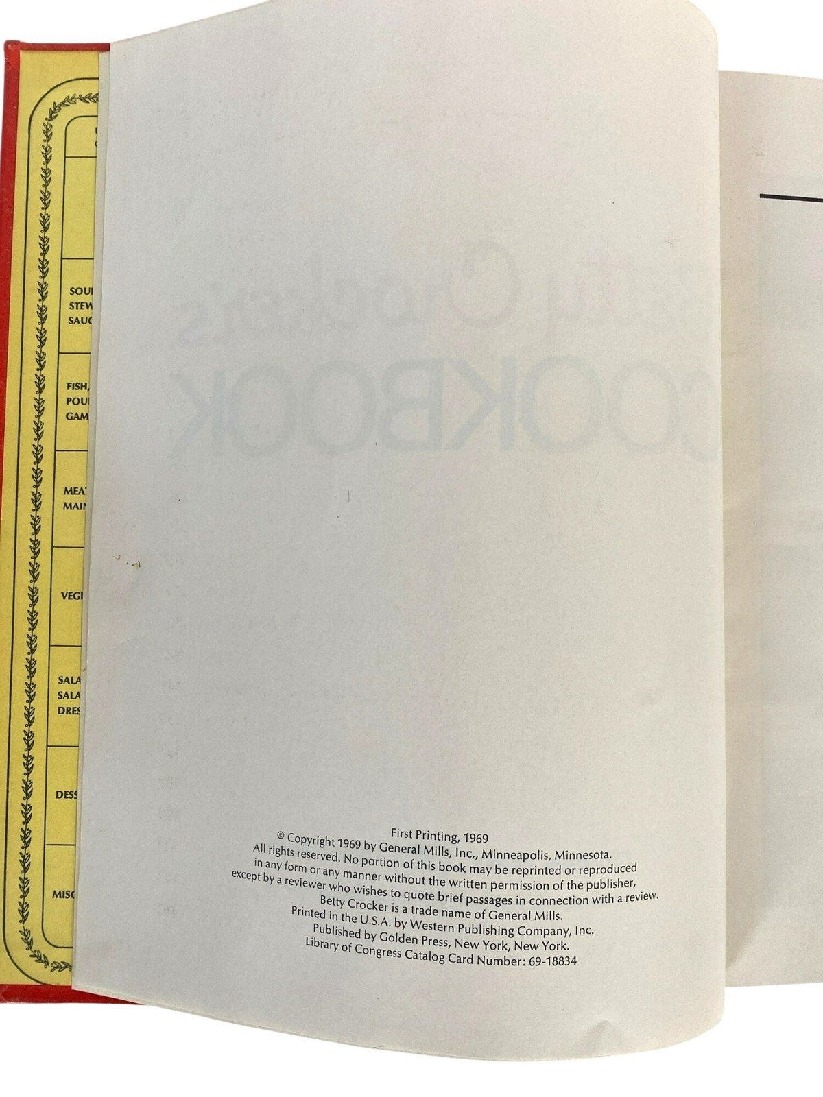 Original 1969 First Edition Printing Betty Crocker Cookbook Pie Cover Vintage