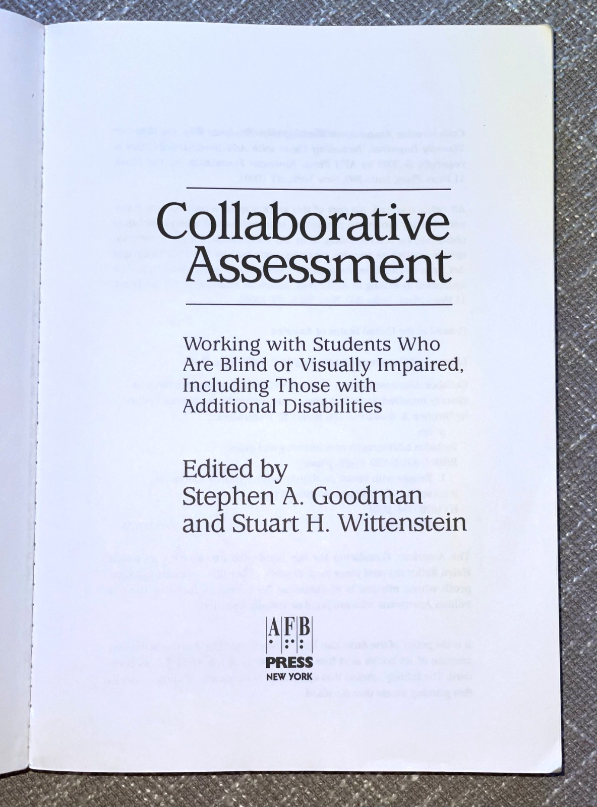 Collaborative Assessment: Working with Students Who Are Blind (Paperback, 2003)