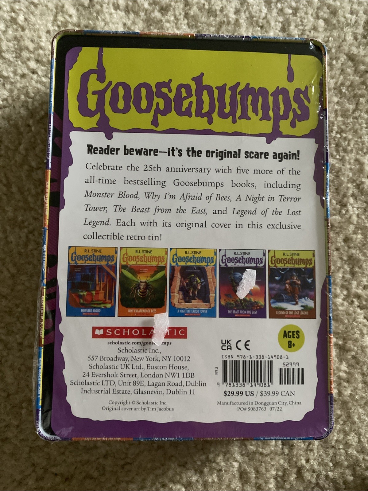Goosebumps 25th Anniversary Retro Set Five Original Books Tin Box R. L. Stine