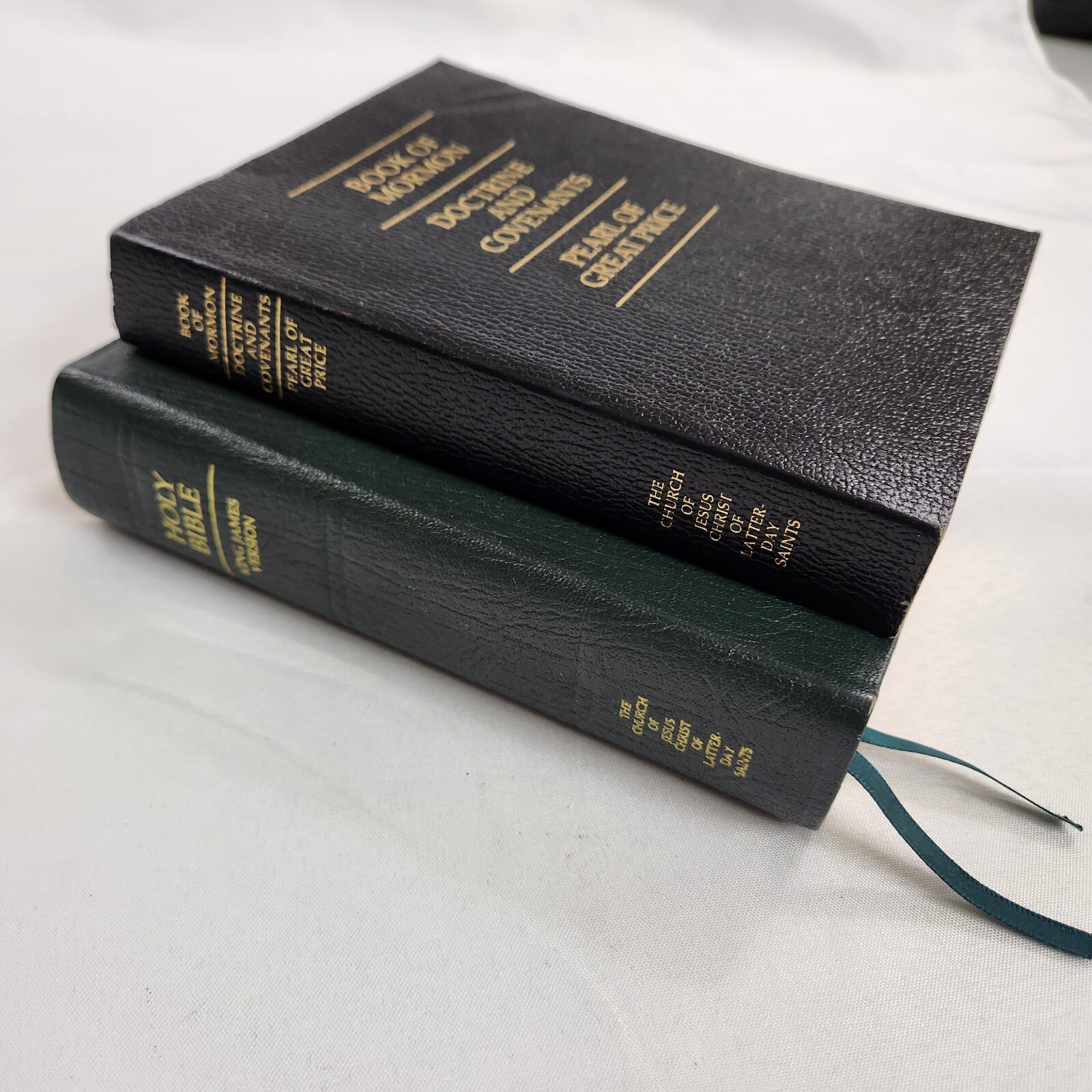 Green Black Scripture Set Holy Bible Book of Mormon LDS Triple Combo Standard
