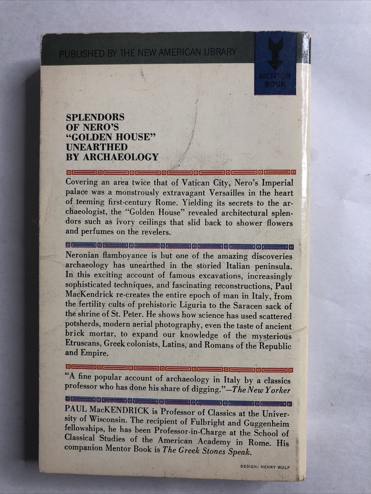 The Greek Stones Speak by Paul MacKendrick 1966 Mentor Paperback Book 430 Pages