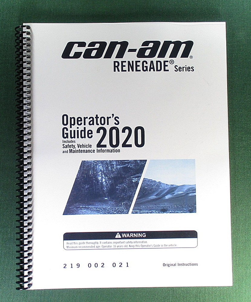 2020 Can-Am Renegade 850 Owner’s Manual: 196 Pages & Protective Covers!