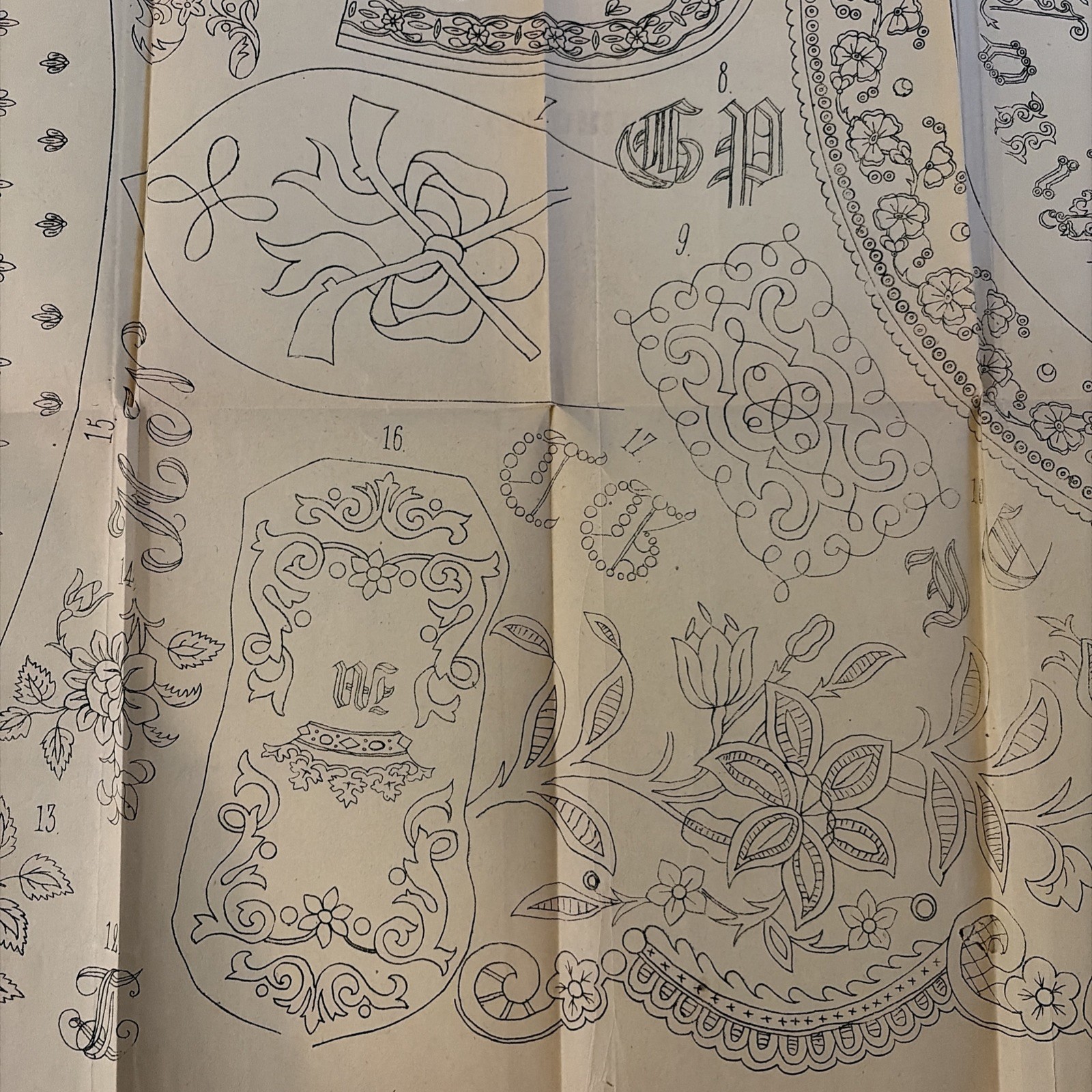 Rare Antique French Embroidery Pattern Sheet – Cendrillon Journal (January 1858)