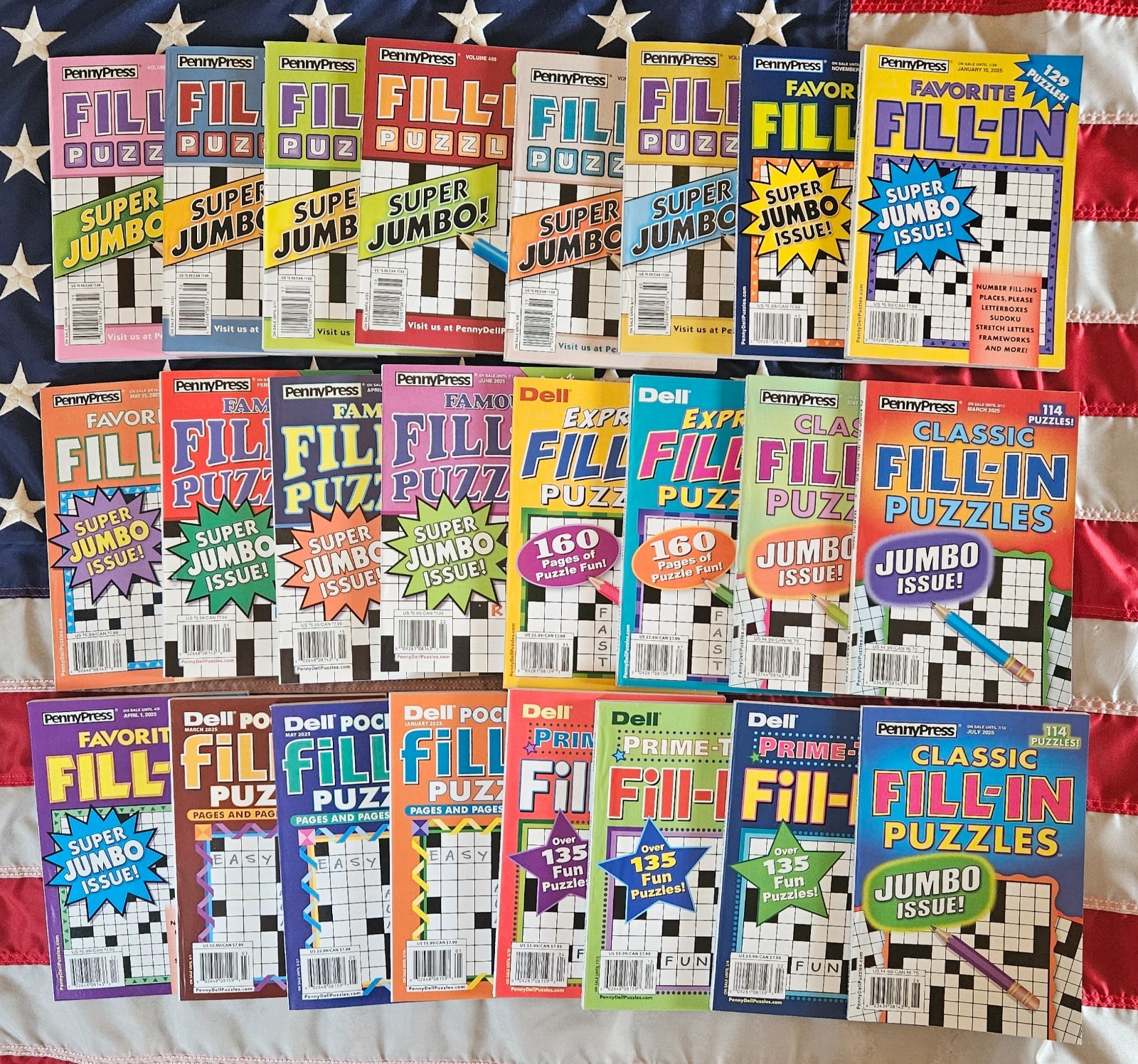 Lot of 2 Penny Press Dell Fill-Ins Fill Ins Puzzle Books UNSORTED mix
