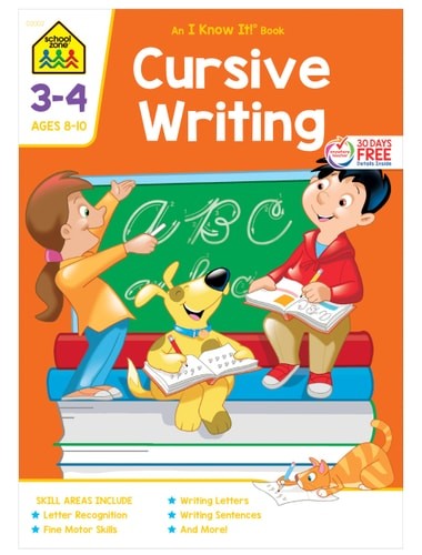 Cursive Writing 3-4 Workbook by School Zone Publishing Company, Good Book