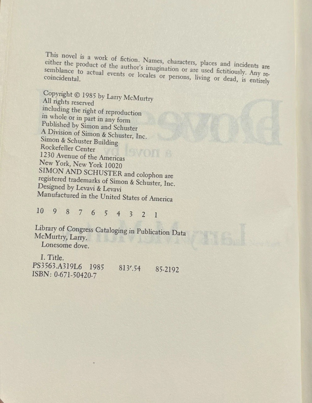 Lonesome Dove by Larry McMurtry. First Edition. (1985, Hardcover)