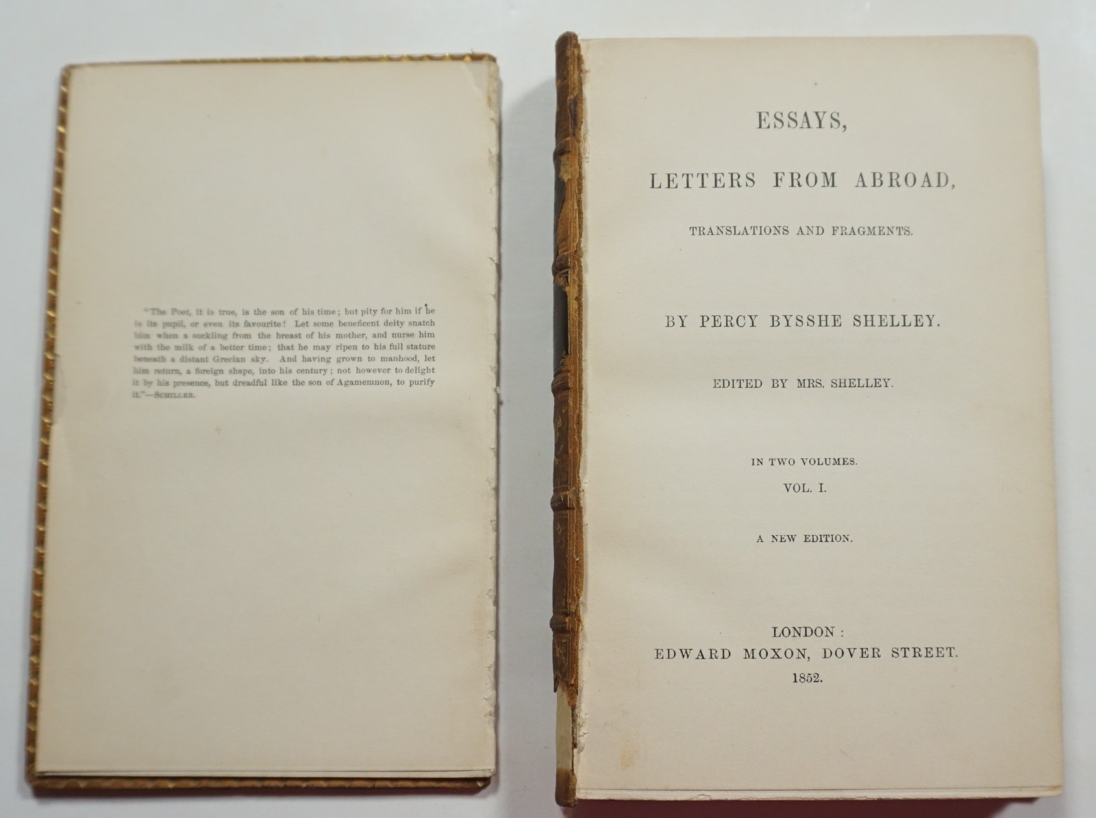 Essays, Letters from Abroad, Translations and Fragments 2 Vols 1852 Shelley