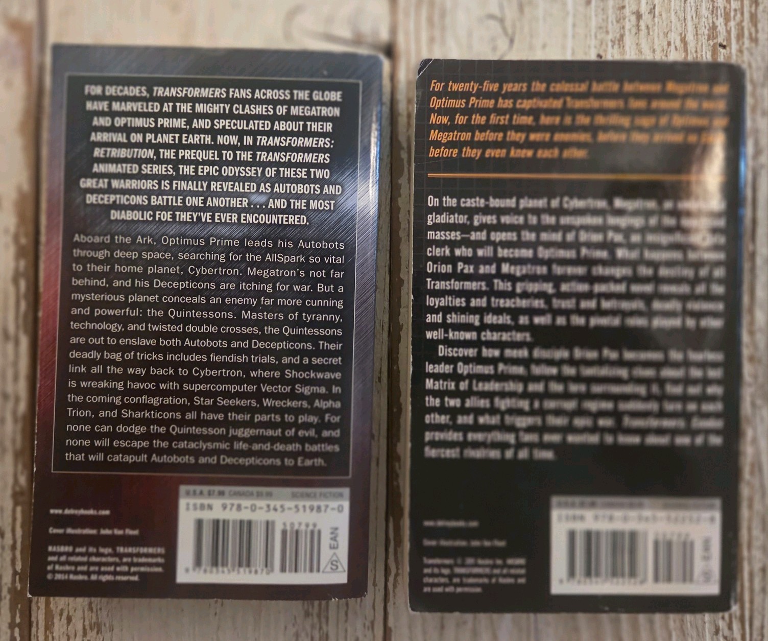 Transformers Retribution by Williams & Transformers Exodus by Irvine Books