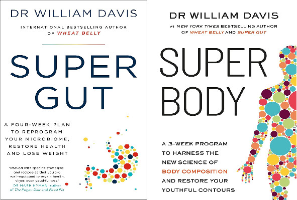 Dr Dr William Davis 2 book set : super gut + super body paperback .