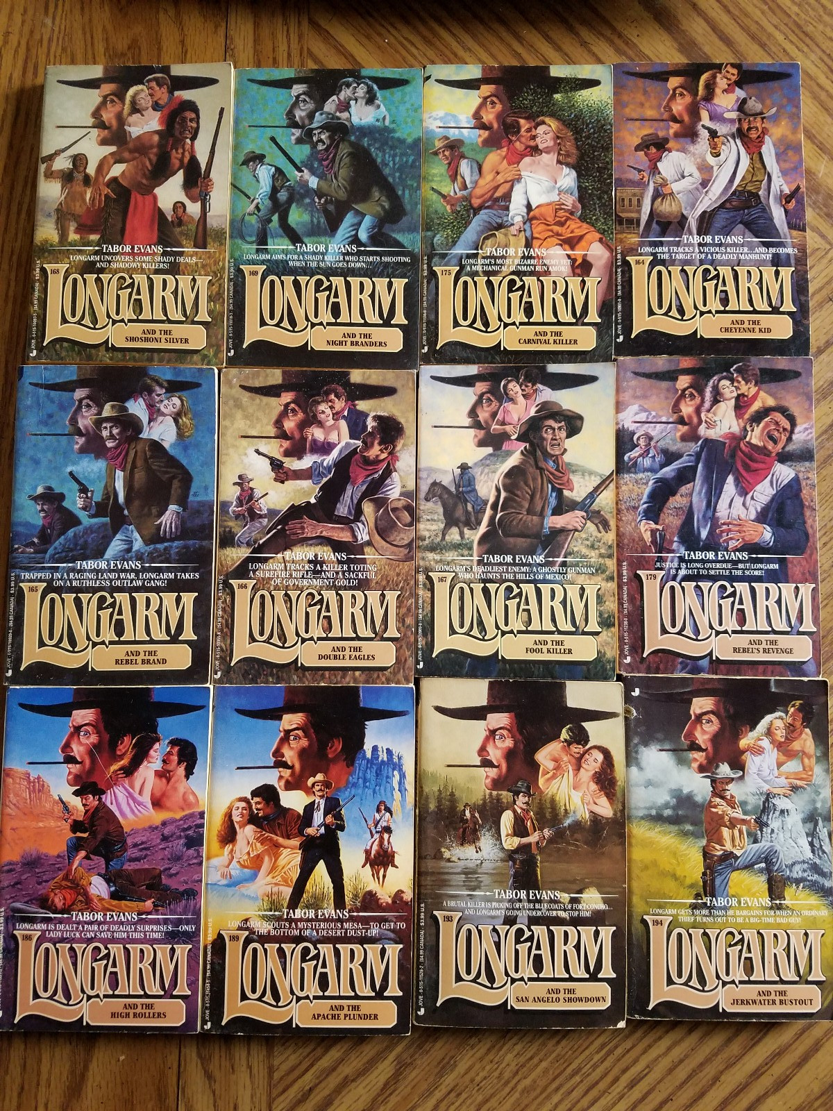 Lot of 12 Longarm Series by Tabor Evans Vintage Adult Western Paperback Books
