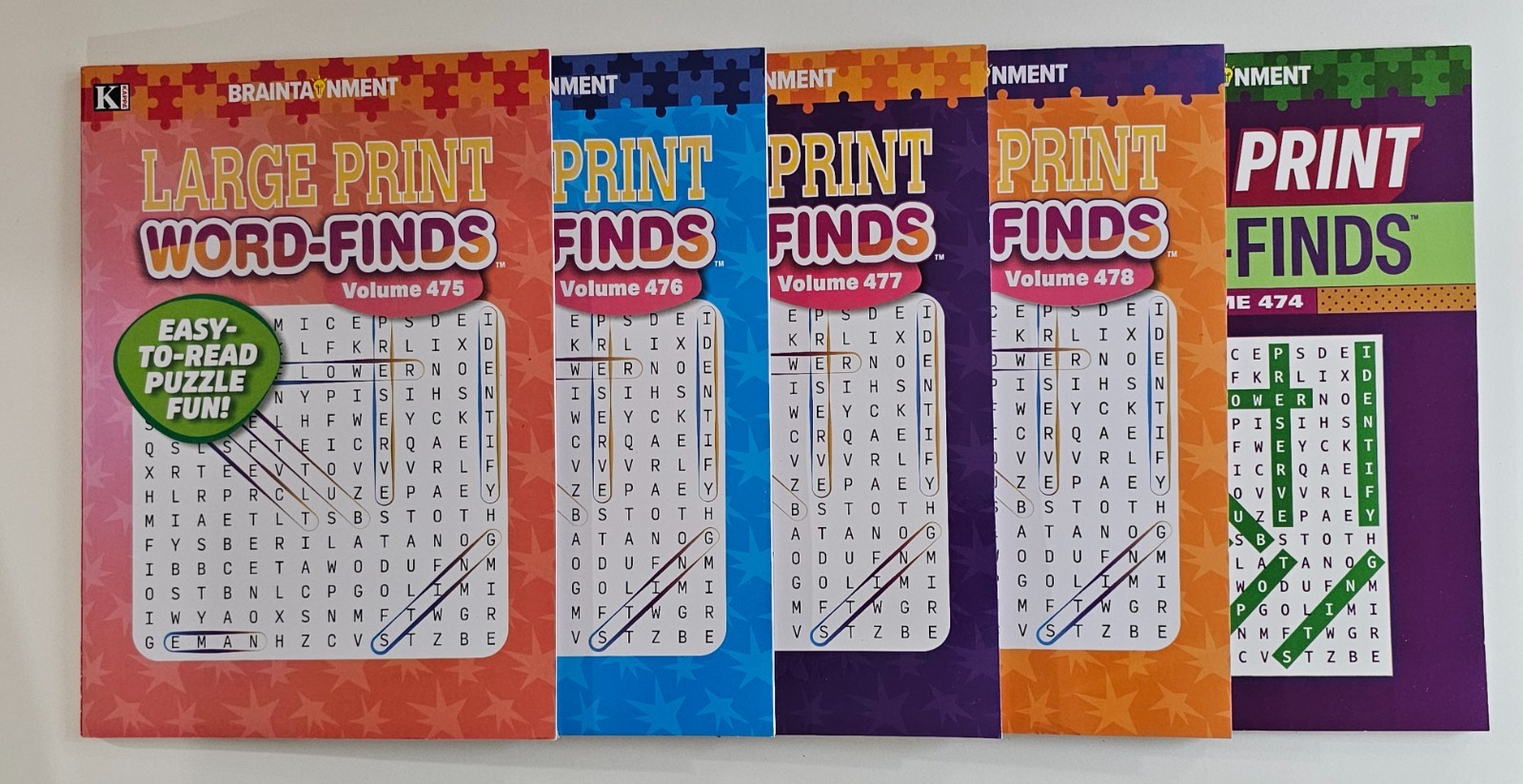 5 New Large Print Word-Finds Puzzle Books Kappa Games Vol #474-478 ~ Search,Hunt